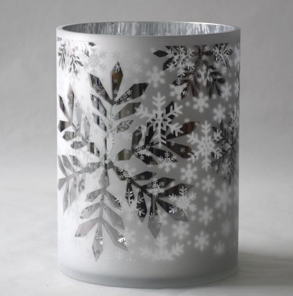 Cor Mulder Glas Teelicht "Snowflake" Höhe 24 cm Ø 18 cm frosty