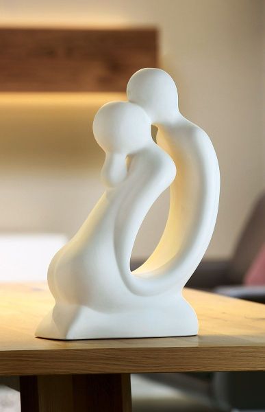 Gilde Skulptur Francis Paar kniend "Der Kuss" Creme weiß 42 cm Höhe