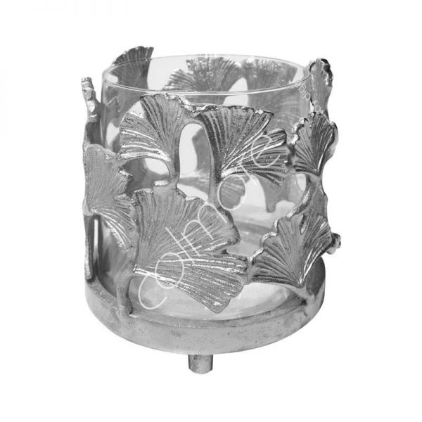 Colmore Windlicht Ginkoglas Silber 14x12 cm