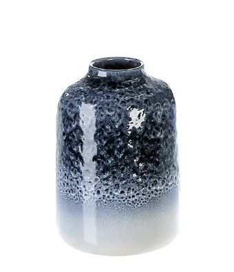 Casablanca Vase "Luna" blau/weiss glasiert Höhe 19 cm - mit reaktiver Glasur, aus Keramik