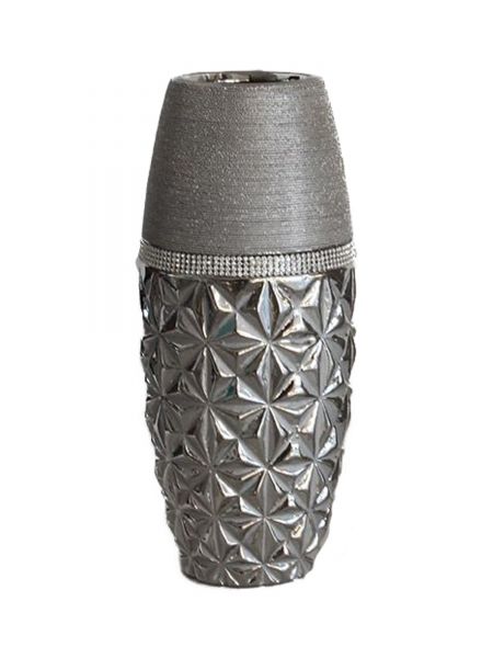 Gilde Vase oval "Twinkles" silberfarben, mit Diamantkette Höhe 26 cm
