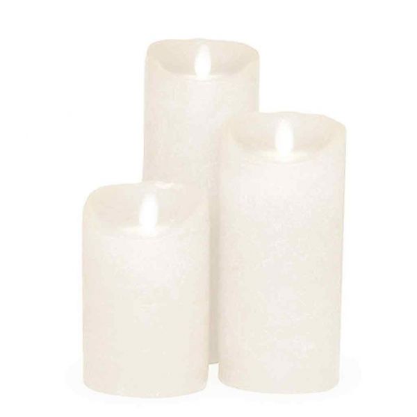 Sompex FLAME LED Echtwachs Kerze 35741 Weiß gefrostet fernbedienbar Ø 8,0 cm, Höhe 18 cm
