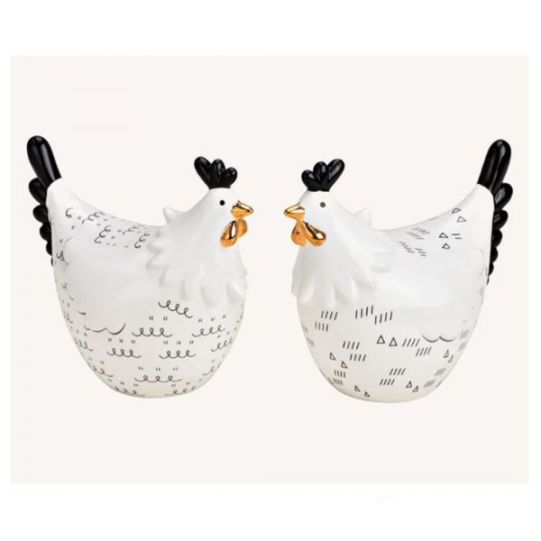 Wurm Huhn aus Keramik Weiß 2er-Set